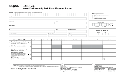 Form GAS-1239 Motor Fuel Monthly Bulk Plant Exporter Return - North Carolina, Page 2
