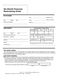 Document preview: Six Month Firearms Restraining Order - Illinois