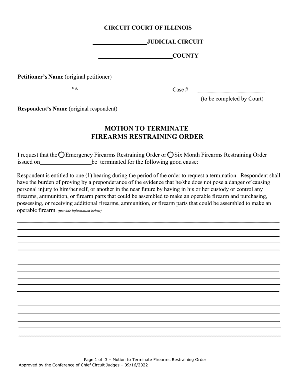 Motion to Terminate Firearms Restraining Order - Illinois, Page 1