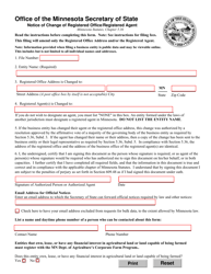 Document preview: Notice of Change of Registered Office/Registered Agent - Minnesota