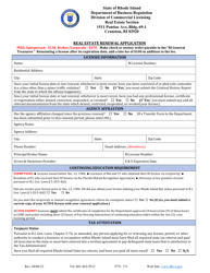 Document preview: Real Estate Renewal Application - Rhode Island