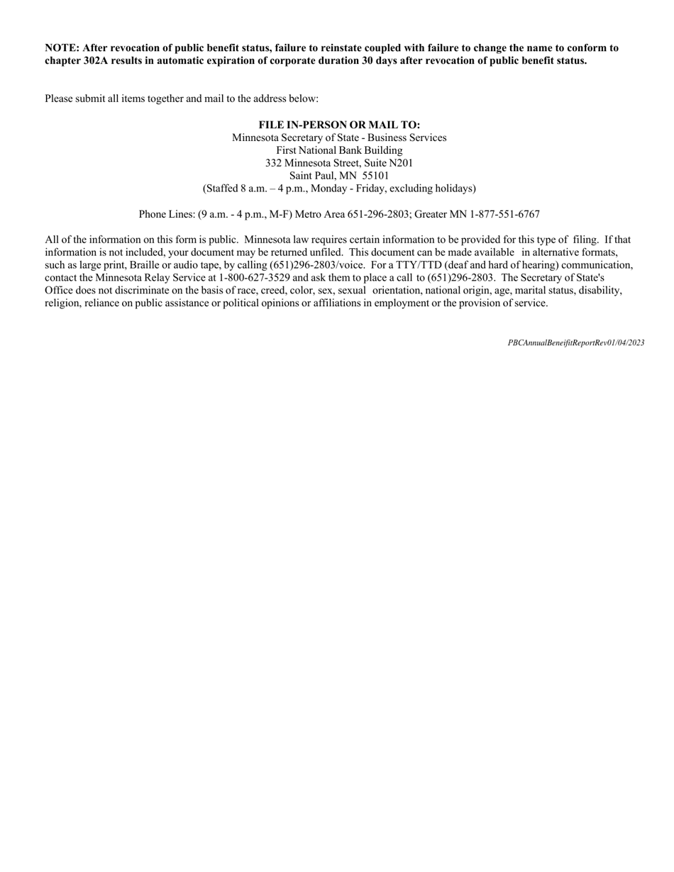 Minnesota Public Benefit Corporation Annual Benefit Report - Minnesota, Page 3