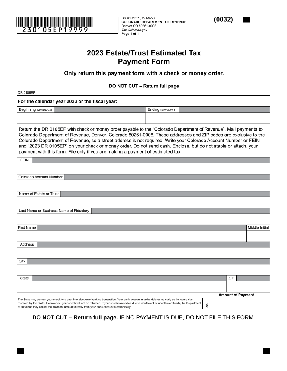Form DR0105EP Estate / Trust Estimated Tax Payment Form - Colorado, Page 2
