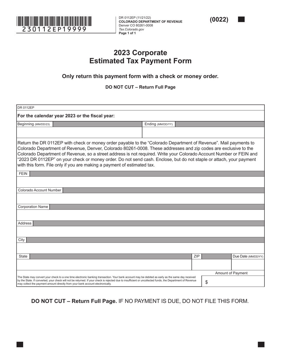 Form DR0112EP Corporate Estimated Tax Payment Form - Colorado, Page 3