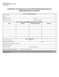 Form DR0237 Certificate of Compliance by Non-participating Manufacturer Regarding Escrow Payment - Colorado, Page 3