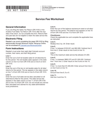 Form DR0103 Service Fee Worksheet - Colorado