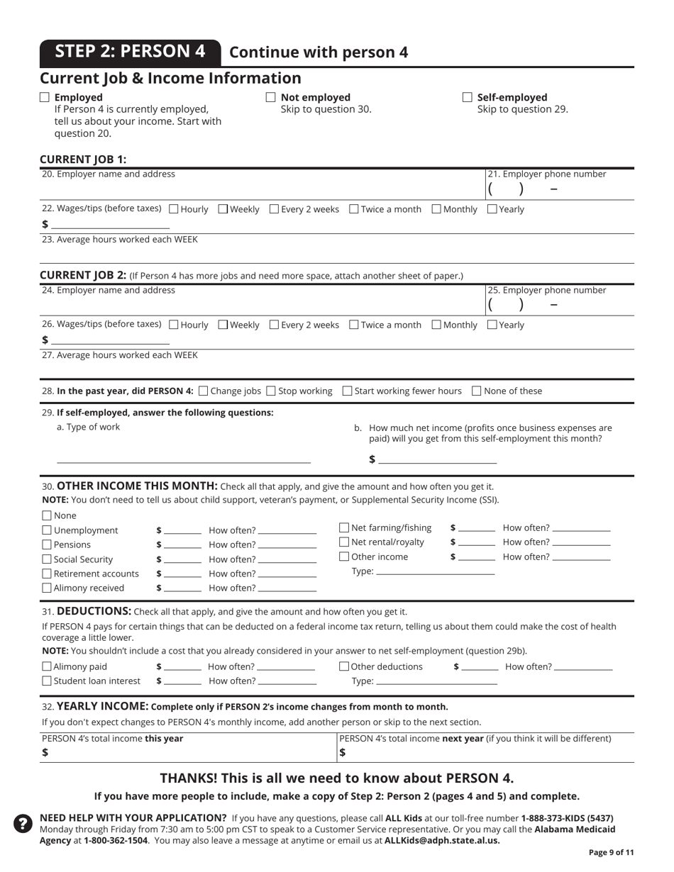 Application for Health Coverage  Help Paying Costs - Alabama, Page 10