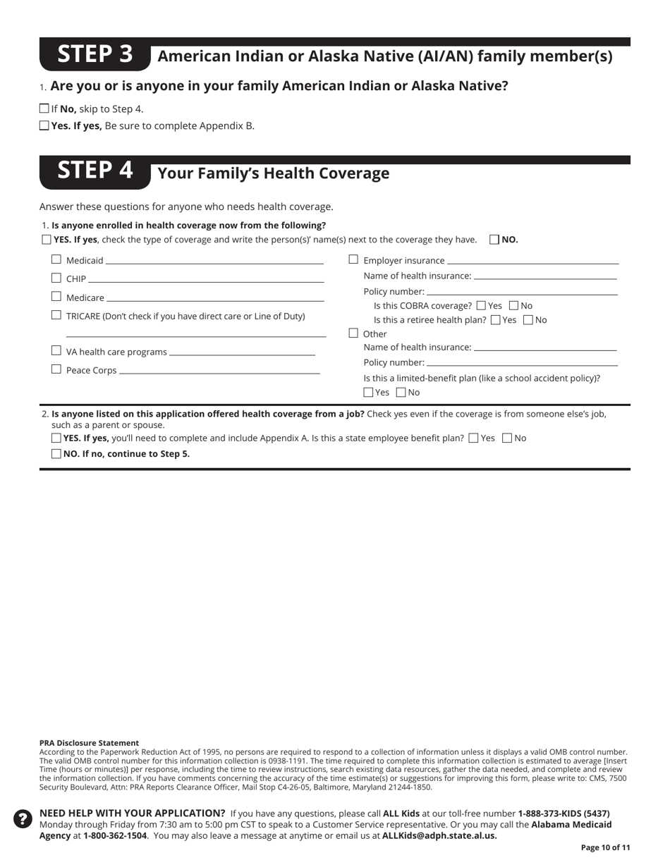 Application for Health Coverage  Help Paying Costs - Alabama, Page 11