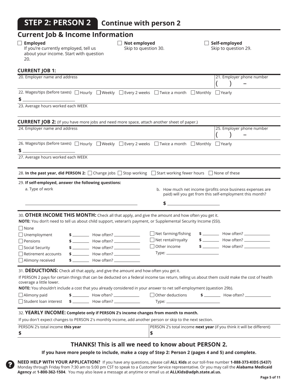 Application for Health Coverage  Help Paying Costs - Alabama, Page 6