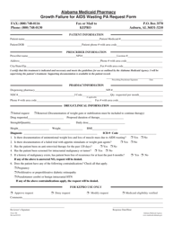 Document preview: Form 366 Growth Failure for AIDS Wasting Pa Request Form - Alabama