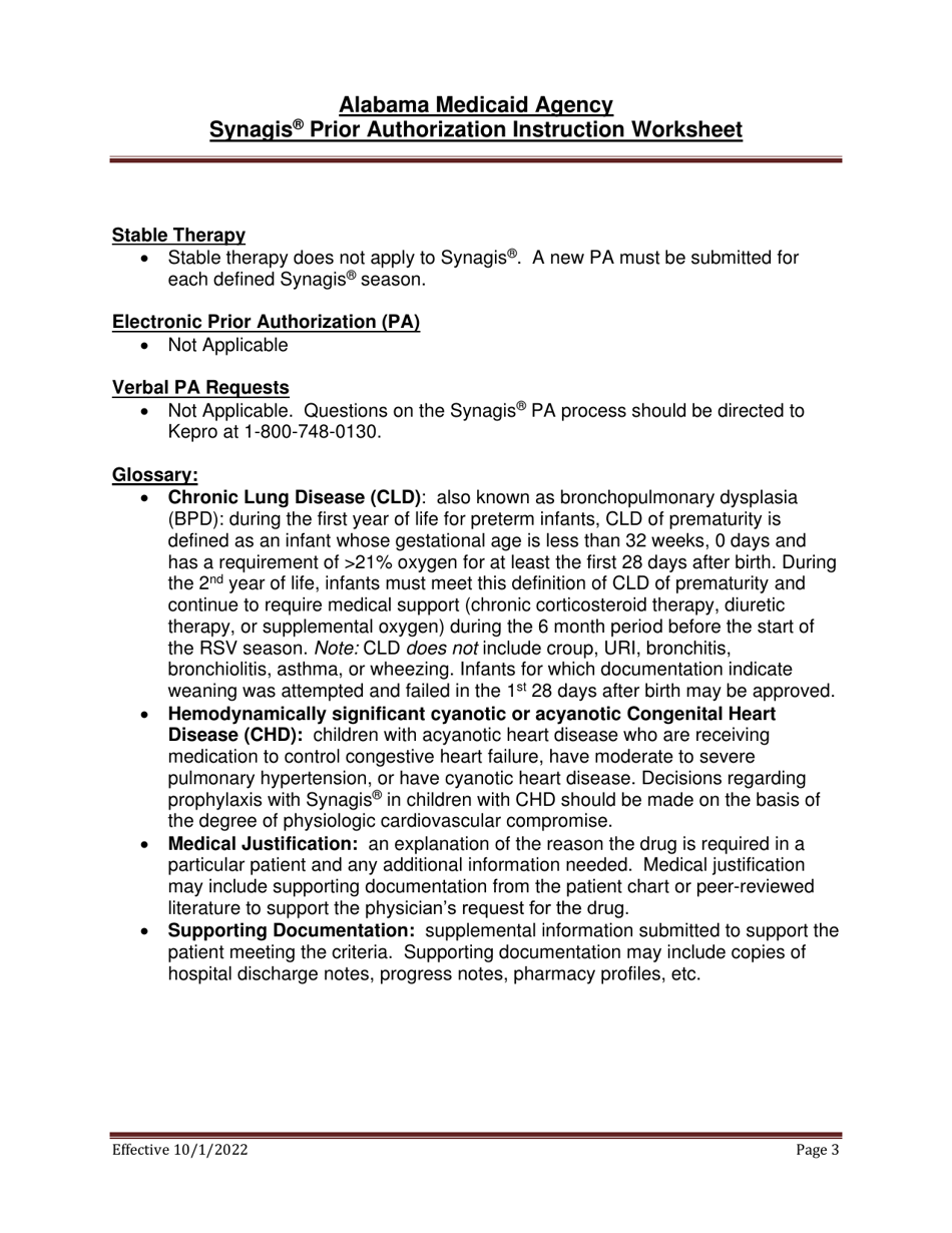 Instructions for Form 351 Synagis Pa Request Form - Alabama, Page 3