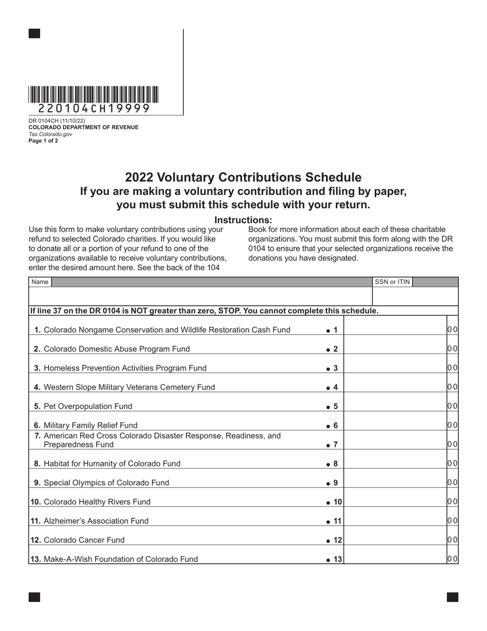 Form DR0104CH 2022 Fill Out Sign Online And Download Fillable PDF 