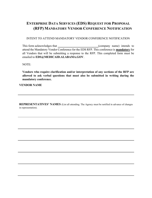 Enterprise Data Services (Eds) Request for Proposal (Rfp) Mandatory Vendor Conference Notification - Alabama Download Pdf