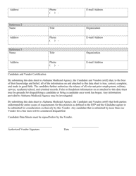 Appendix E Key Personnel Resume Sheet - Alabama, Page 2