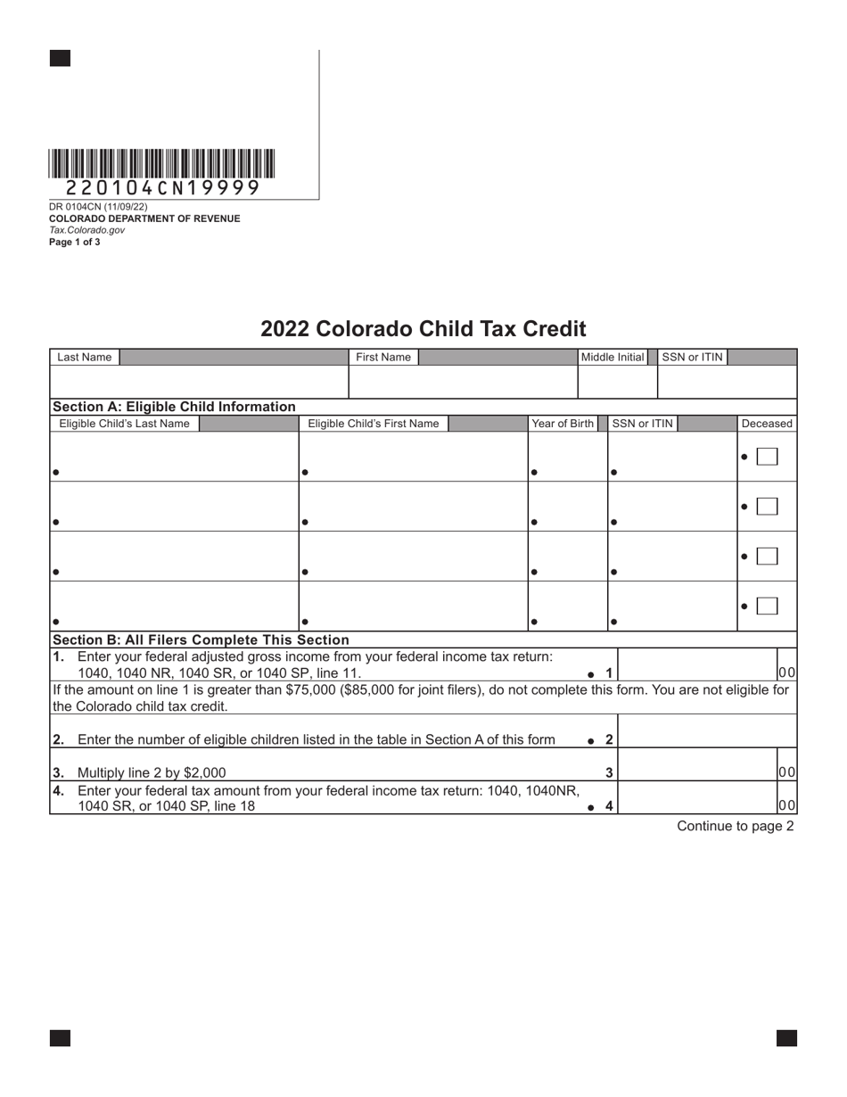 Form DR0104CN Colorado Child Tax Credit - Colorado, Page 4