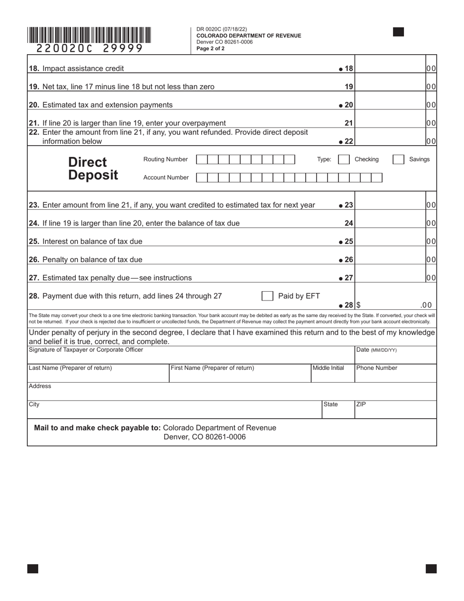 Form DR0020C Colorado Coal Severance Tax Return - Colorado, Page 3