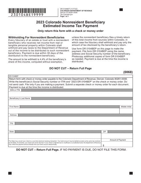 Form DR0104BEP Colorado Nonresident Beneficiary Estimated Income Tax Payment - Colorado, 2023