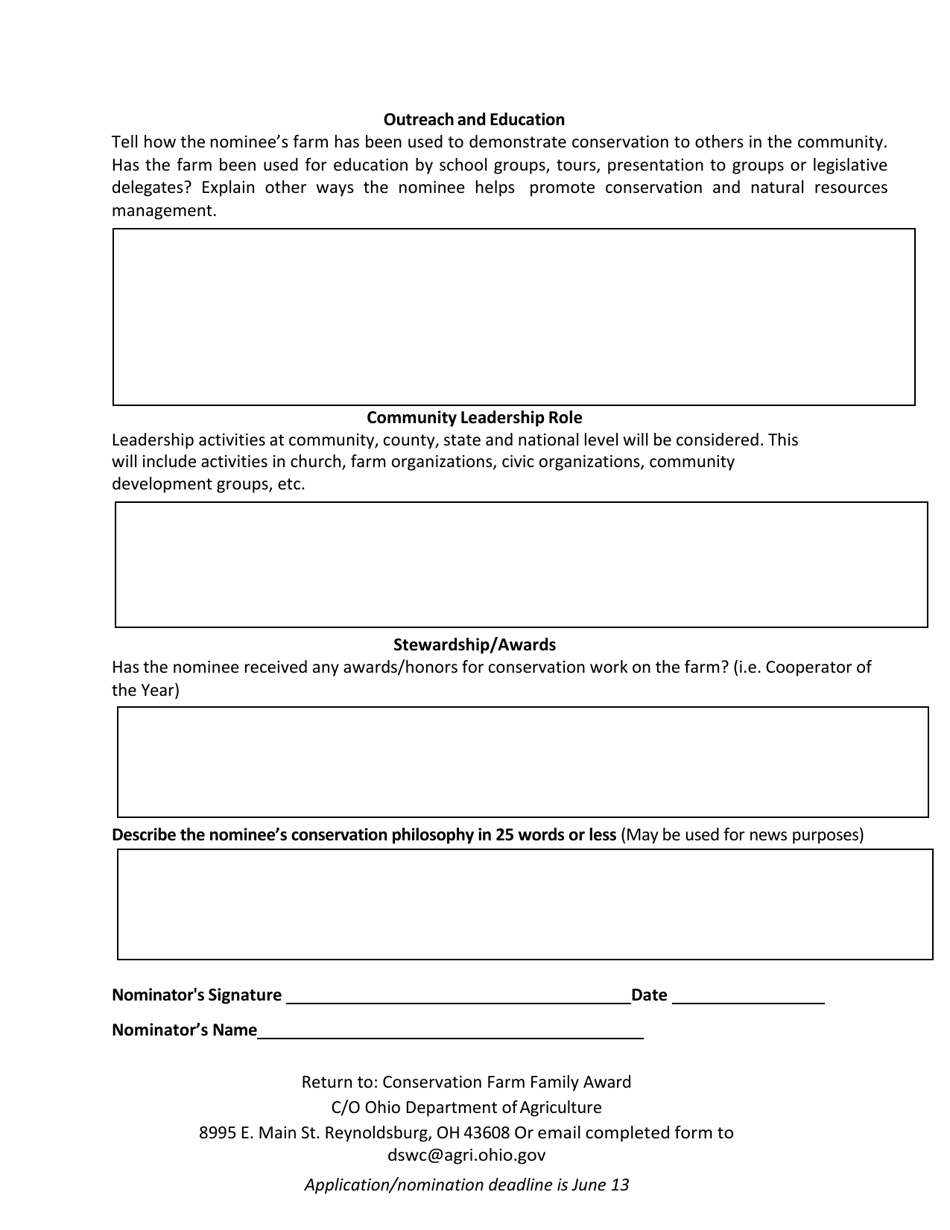 Ohio Conservation Farm Family Awards Application - Ohio, Page 3