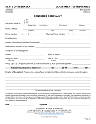 Document preview: Form DOI-4000-1007 Consumer Complaint - Nebraska (English/Spanish)