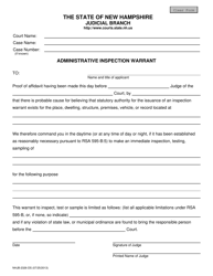 Form NHJB-2326-DS Administrative Inspection Warrant - New Hampshire