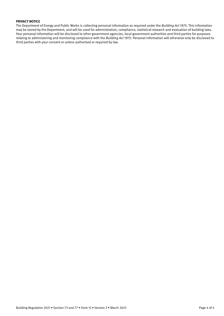 Form 15 Compliance Certificate for Building Design or Specification - Queensland, Australia, Page 4