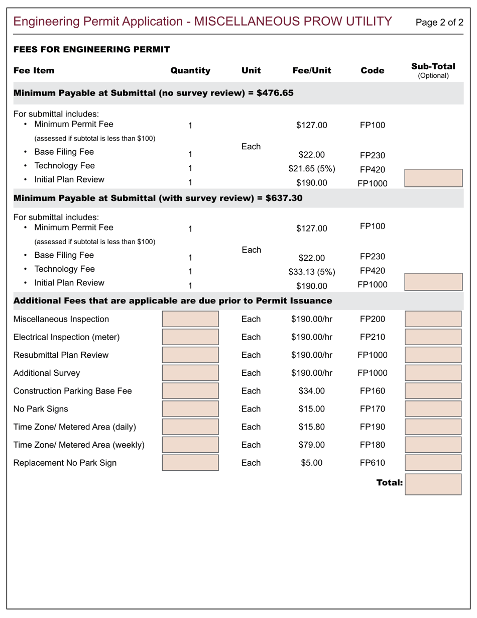 Miscellaneous Prow Utility Engineering Permit Application - City of Berkeley, California, Page 2