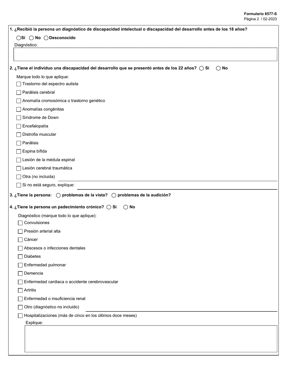 Formulario 8577-S Cuestionario Sobre Las Listas De Interes De Los Programas Opcionales De Ltss - Texas (Spanish), Page 2