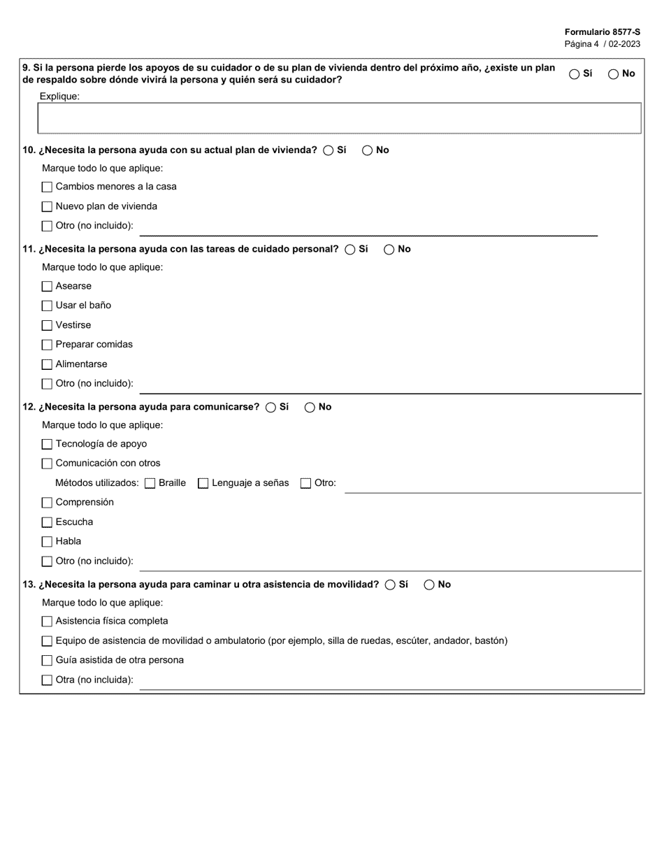 Formulario 8577-S Cuestionario Sobre Las Listas De Interes De Los Programas Opcionales De Ltss - Texas (Spanish), Page 4