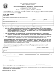 Form BMV3722 Affidavit for Titling Mini-Truck, Utility Vehicle, and Under-Speed Vehicle - Ohio