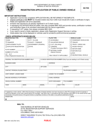 Document preview: Form BMV4501 Registration Application of Public Owned Vehicle - Ohio