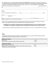 Form BMV4209 Unclaimed Salvage Motor Vehicle Affidavit - Ohio, Page 2