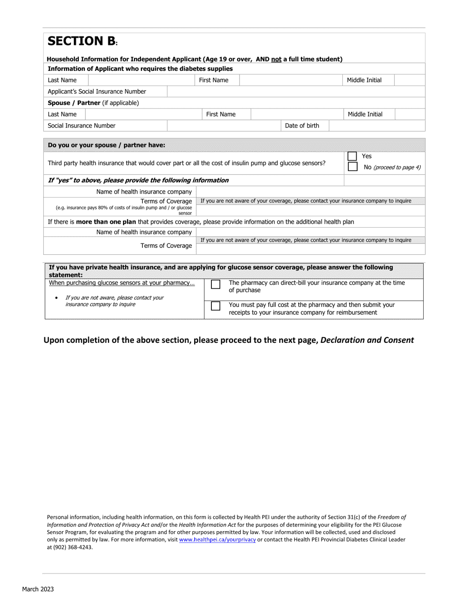 Insulin Pump Program and Glucose Sensor Program Renewal Form - Prince Edward Island, Canada, Page 3