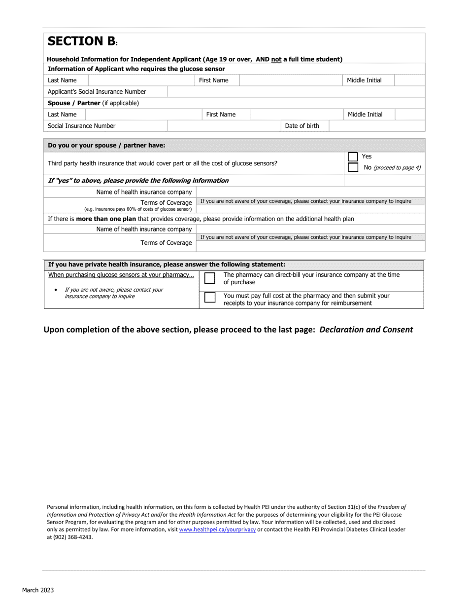 Glucose Sensor Program Renewal Form - Prince Edward Island, Canada, Page 3