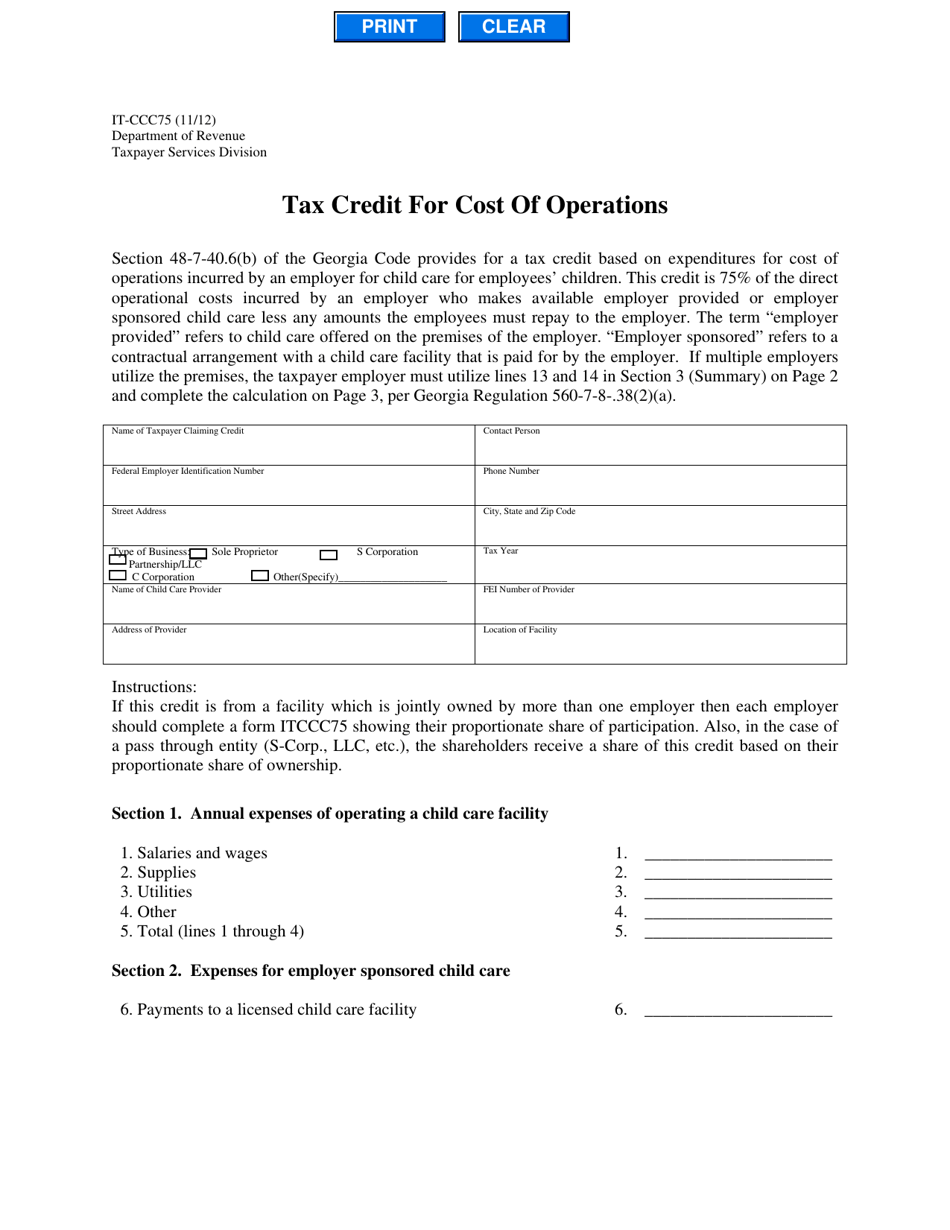 Ga 1009 Form.pdf Form IT-CCC75 - Fill Out, Sign Online and Download Fillable PDF ...