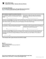 Form 150 Application for Certificate of Authority by a Foreign Business Corporation - Rhode Island, Page 6
