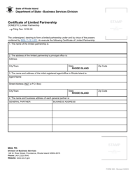 Form 300 Certificate of Limited Partnership - Domestic Limited Partnership - Rhode Island, Page 3