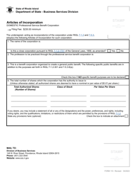 Form 115 Articles of Incorporation for a Domestic Professional Service Benefit Corporation - Rhode Island, Page 3