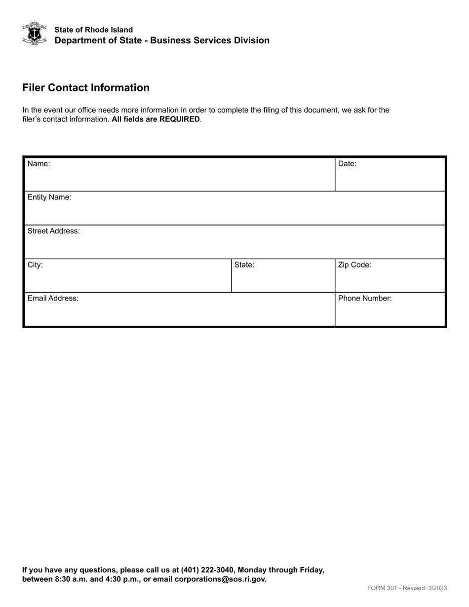 Form 301 Certificate of Amendment to Certificate of Limited Partnership - Rhode Island, Page 4