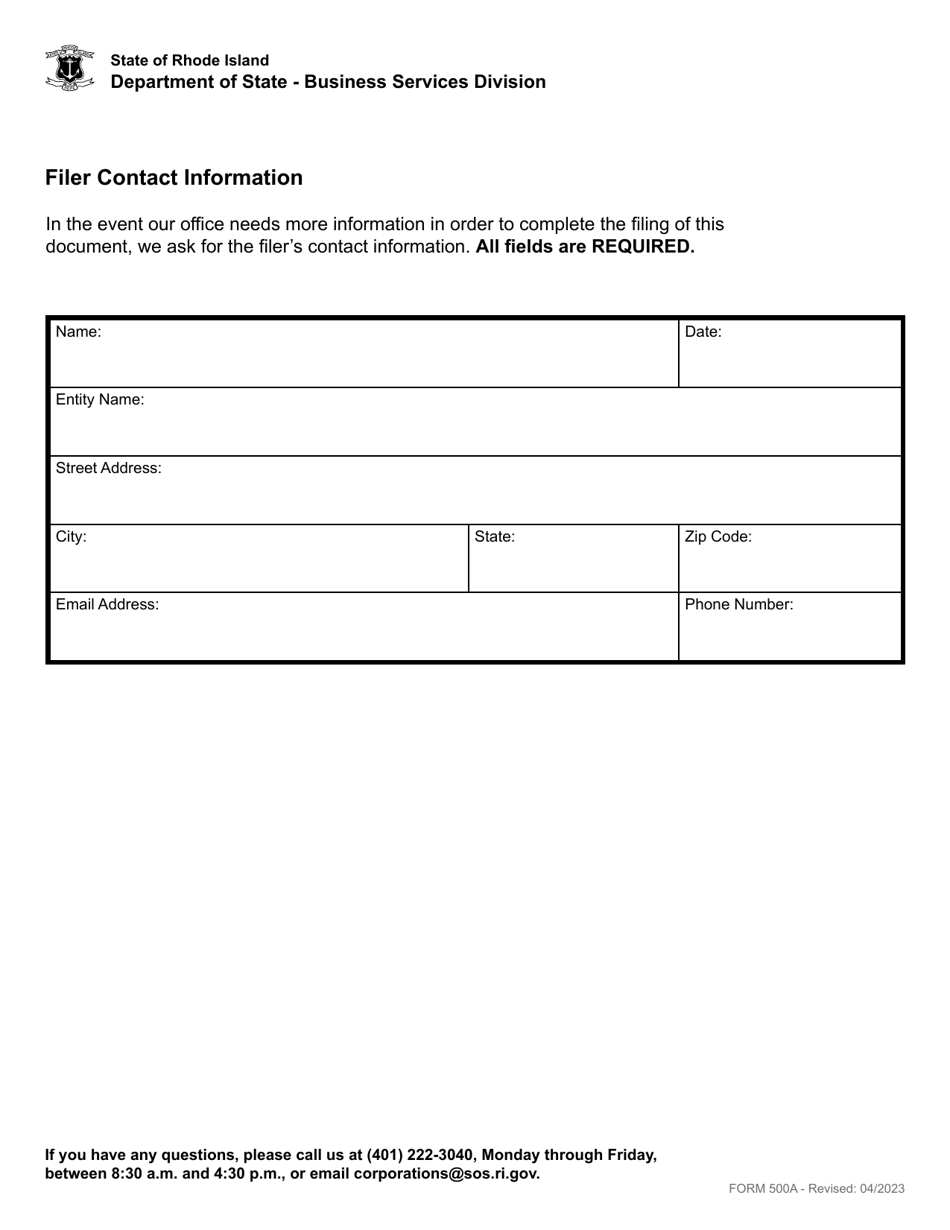 Form 500A Renewal of Registration of Limited Liability Partnership - Domestic Limited Liability Partnership - Rhode Island, Page 4