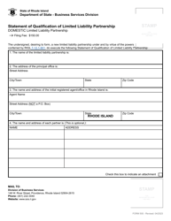 Form 500 Statement of Qualification of Limited Liability Partnership - Domestic Limited Liability Partnership - Rhode Island, Page 2