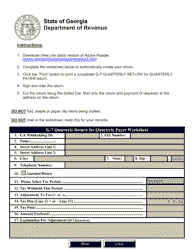 Form G-7Q Withholding Quarterly Return for Quarterly Payer - Georgia (United States)