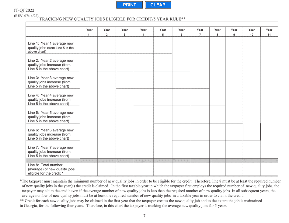 Form IT-QJ Application for Georgia Quality Jobs Tax Credit - Georgia (United States), Page 7