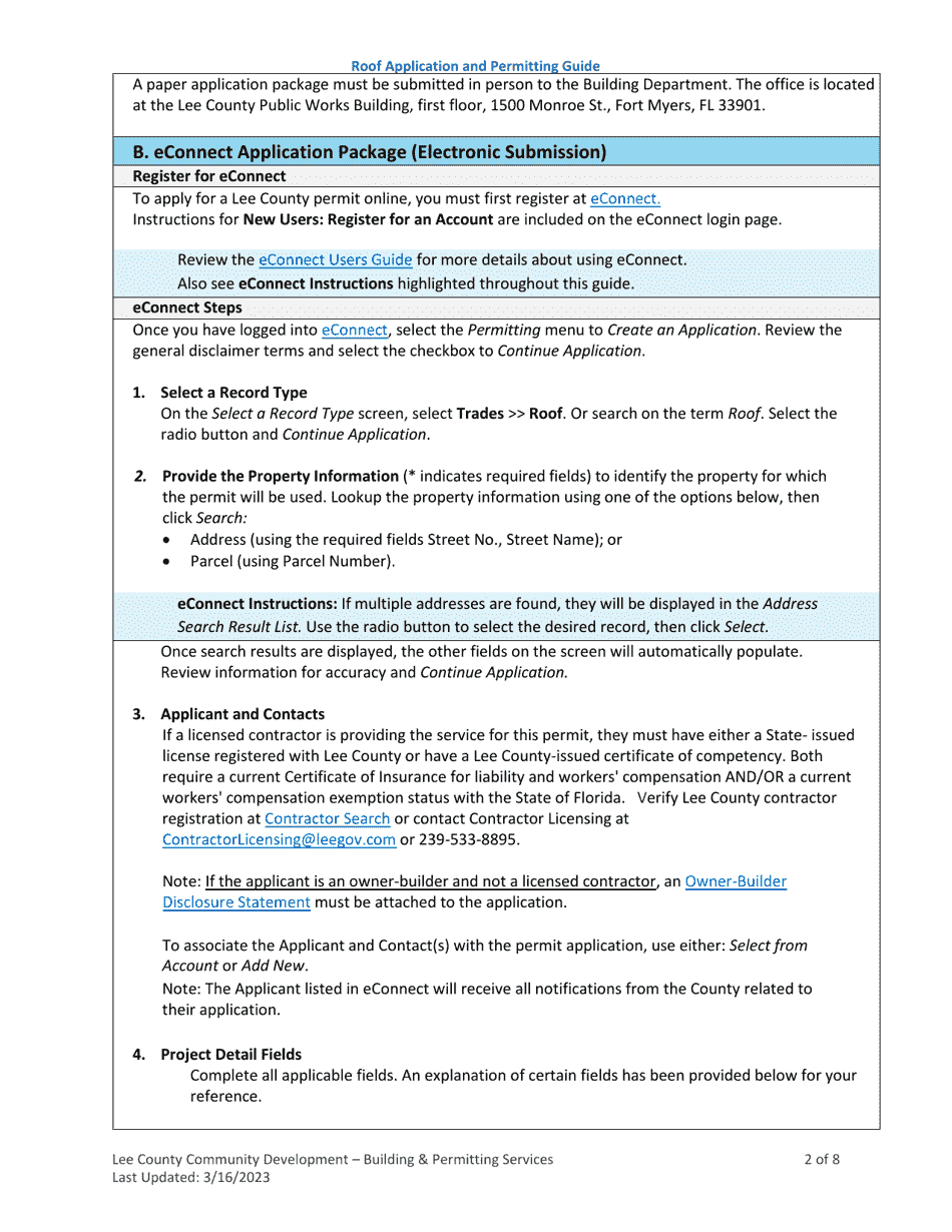 Roof Application and Permitting Guide - Lee County, Florida, Page 2