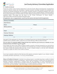 Advisory Committee Application - Lee County, Florida, Page 3
