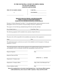 Document preview: Request for Electronic and Photographic Media Access to Court Proceedings Pursuant to Uniform Municipal Court Rule 11 - City of Johns Creek, Georgia (United States)