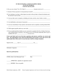 Application for Appointment of Counsel and Certificate of Financial Resources - City of Johns Creek, Georgia (United States), Page 2