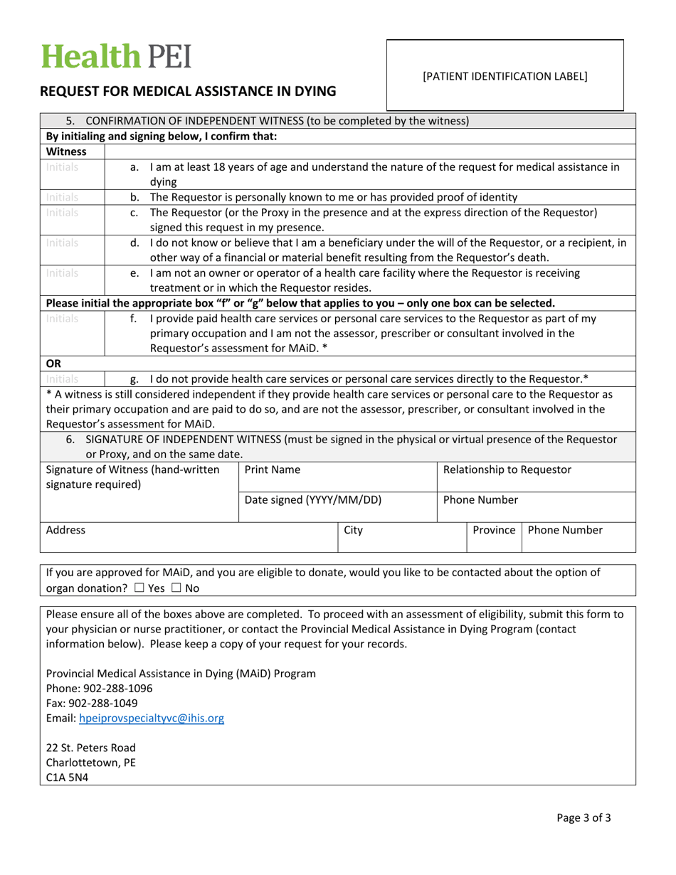 Request for Medical Assistance in Dying - Prince Edward Island, Canada, Page 3