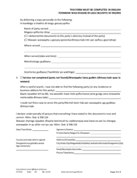 Form CCT103 Conciliation Court Affidavit of Service - Minnesota (English/Somali), Page 3