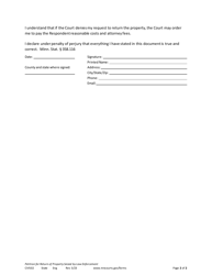 Form CIV502 Petition for Return of Property Seized by Law Enforcement - Minnesota, Page 2