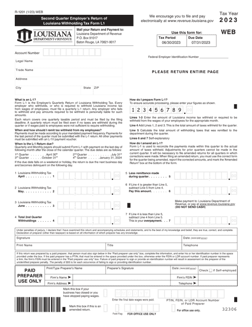 Form L-1 (R-1201) 2023 Printable Pdf